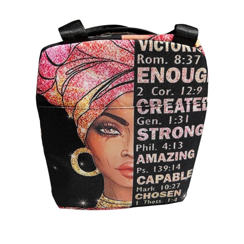 African Lady Insulated Lunch Bag Multicolor Empowering Theme - Picture 3 of 13